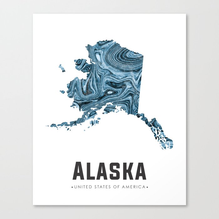 Alaska - State Map Art - Abstract Map - Blue Canvas Print