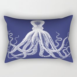 Octopus | Vintage Octopus | Tentacles | Navy Blue and White | Rectangular Pillow