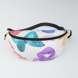 Watercolor colorful butterflies - seamless pattern Fanny Pack