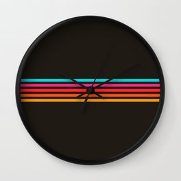 Nodah - Classic Colorful Abstract Retro Stripes on Black Wall Clock