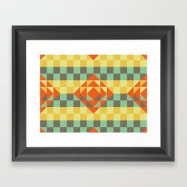 Green and yellow gingham checked ornament Framed Art Print