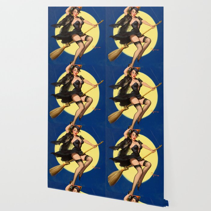 Riding High Halloween Witch Pin Up Girl Wallpaper By Pinupmuseum
