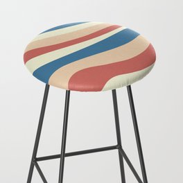 Retro Abstract Waves Celadon Blue, Light Yellow, Peach and Salmon Pink Bar Stool