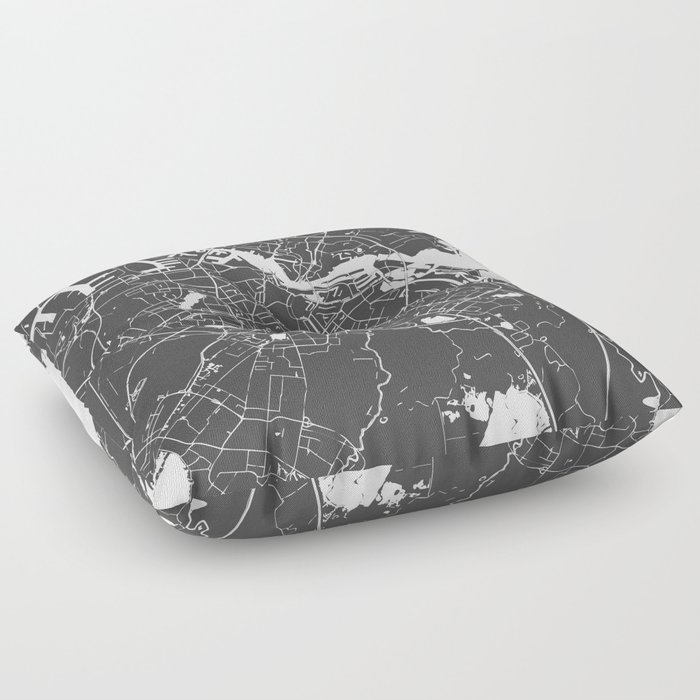 Amsterdam Gray on White Street Map Floor Pillow
