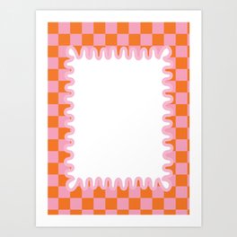 90s Checkerboard - Orange 3 Art Print