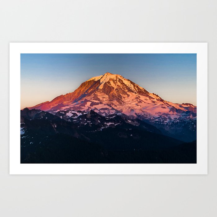 Scenic Landscape, Mt. Rainier, Sunset,  Art Print