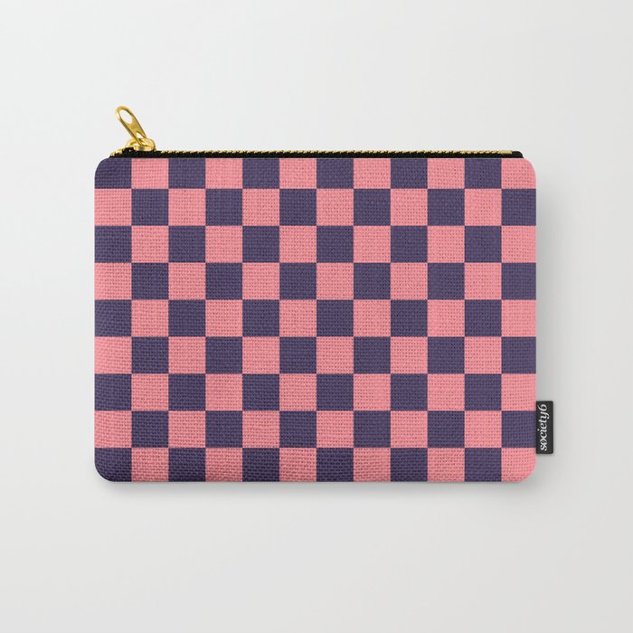 Checkerboard Check Checkered Pattern in Retro Pink and Blue Carry-All Pouch