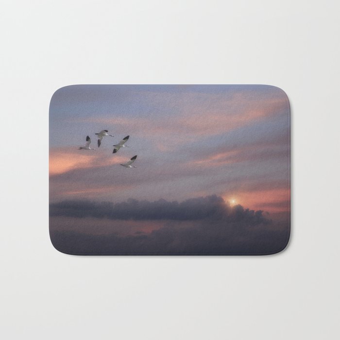SNOW GEESE IN THE CLOUDS Bath Mat