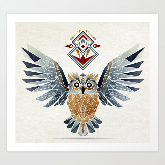owl winter Art Print