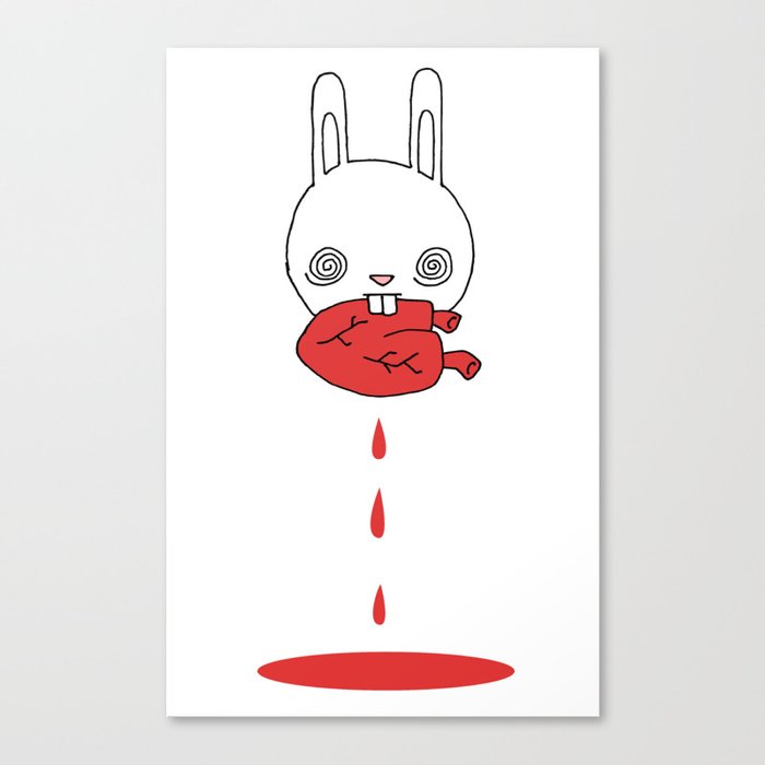 Hungry Bunny - funny cartoon drawing of cute bunny rabbit eating a heart of  unknown provenance Canvas Print by Diabolickal PLAN | Society6