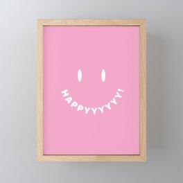 Happy Smiley Face - Pink Framed Mini Art Print