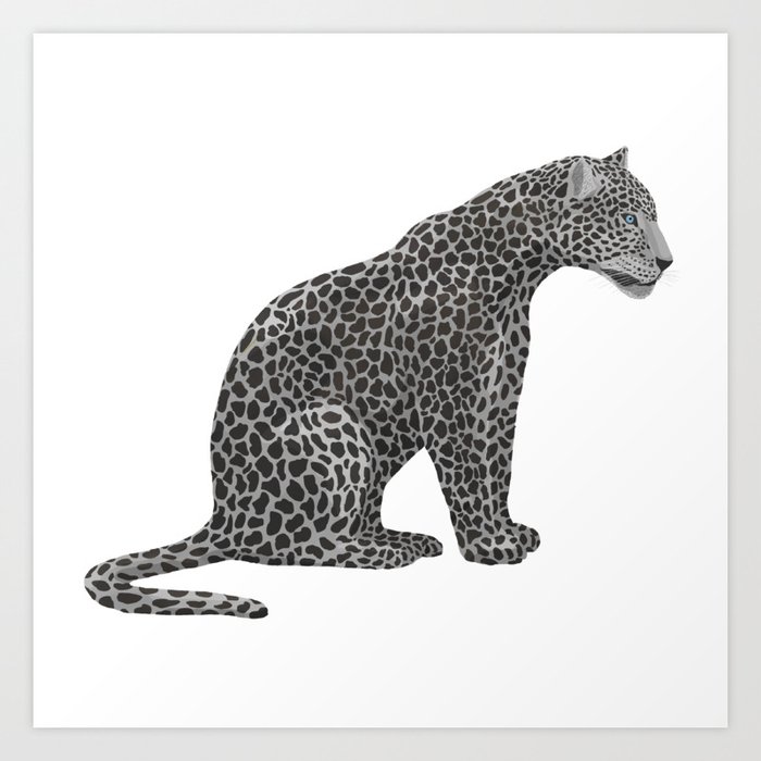 digital painting of a gray leopard Art Print