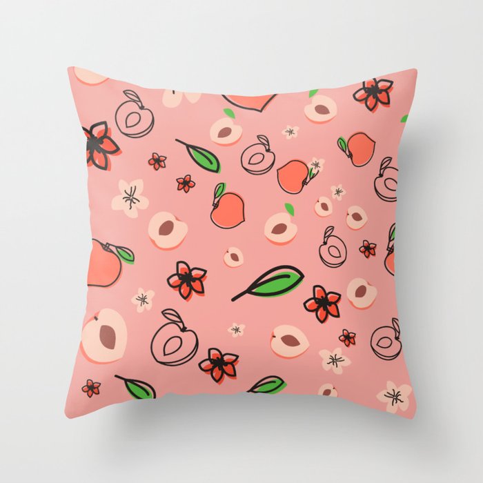 peach fruit throw pillow