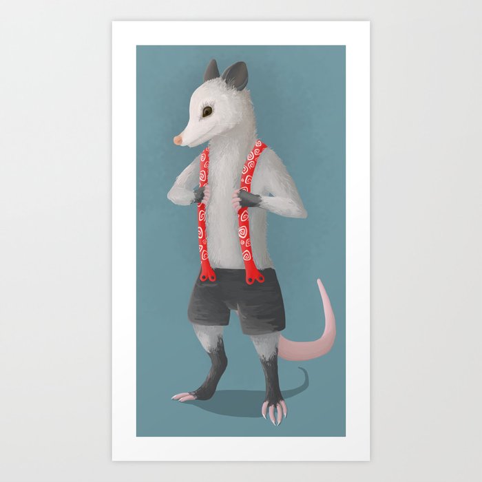Possum in Suspenders Art Print