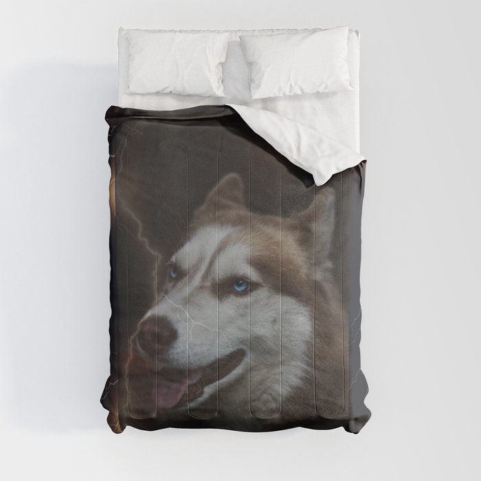 Wolf in Thunderstorm Comforter