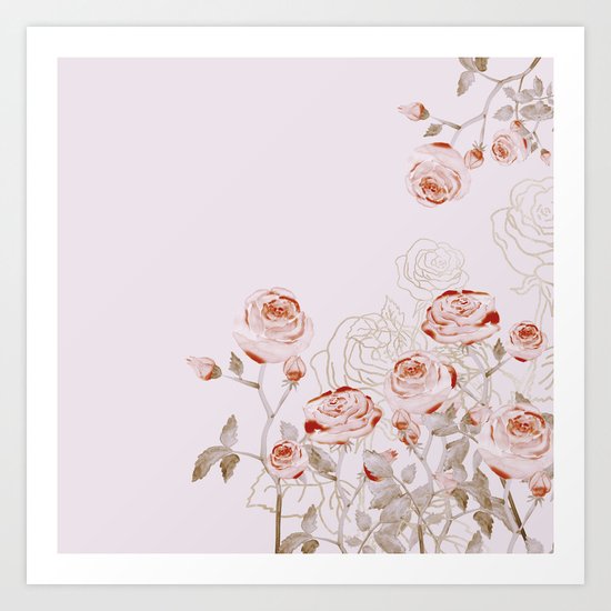 FRENCH PALE ROSES Art Print