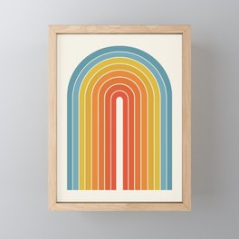 Gradient Arch X Bright Rainbow Mid Century Modern Rainbow Framed Mini Art Print