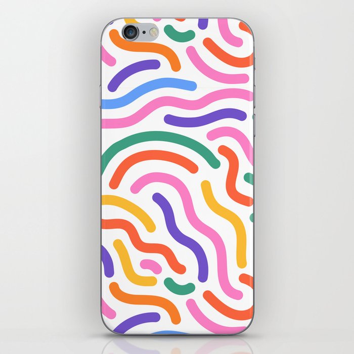 Colorful line abstract doodle pattern background iPhone Skin