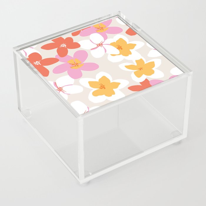 Tropical Plumeria Flowers Acrylic Box