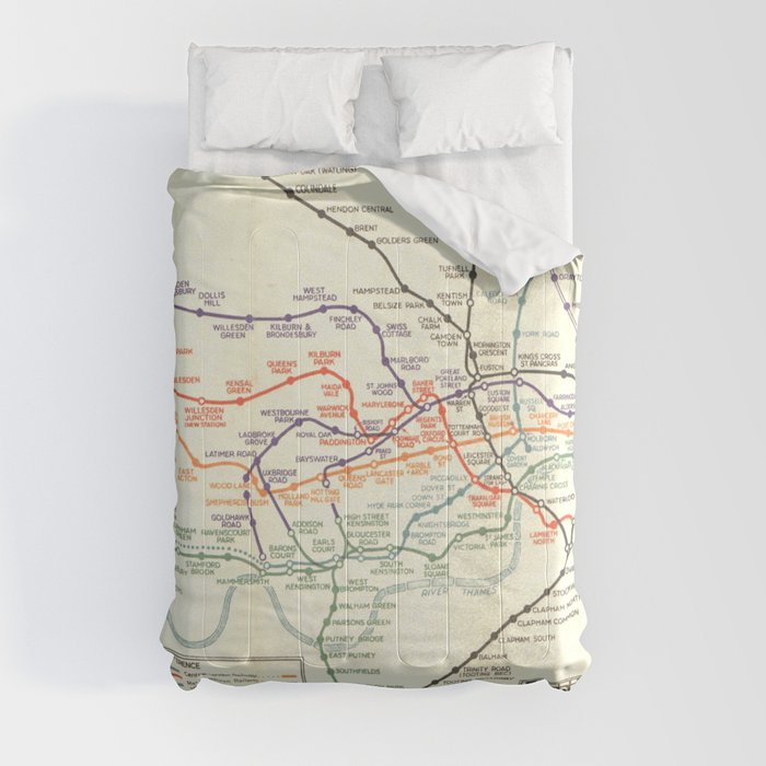 Vintage London Underground Map Comforter