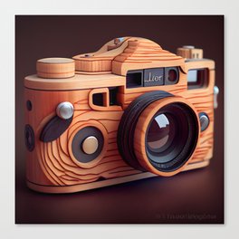 Wooden Camera - AI-generated wooden toy Canvas Print