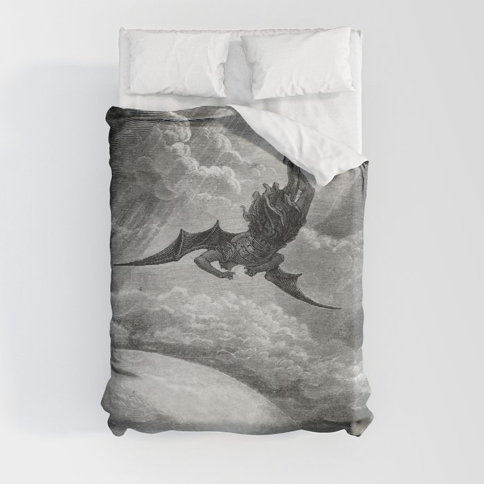 Gustave Doré Paradise Lost Fall to Earth Duvet Cover