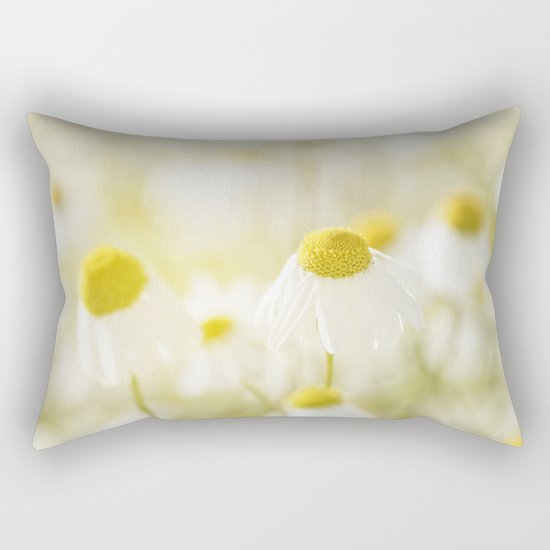 Floral Spring Meadow with Flowers Camomile and Daisies Rectangular Pillow