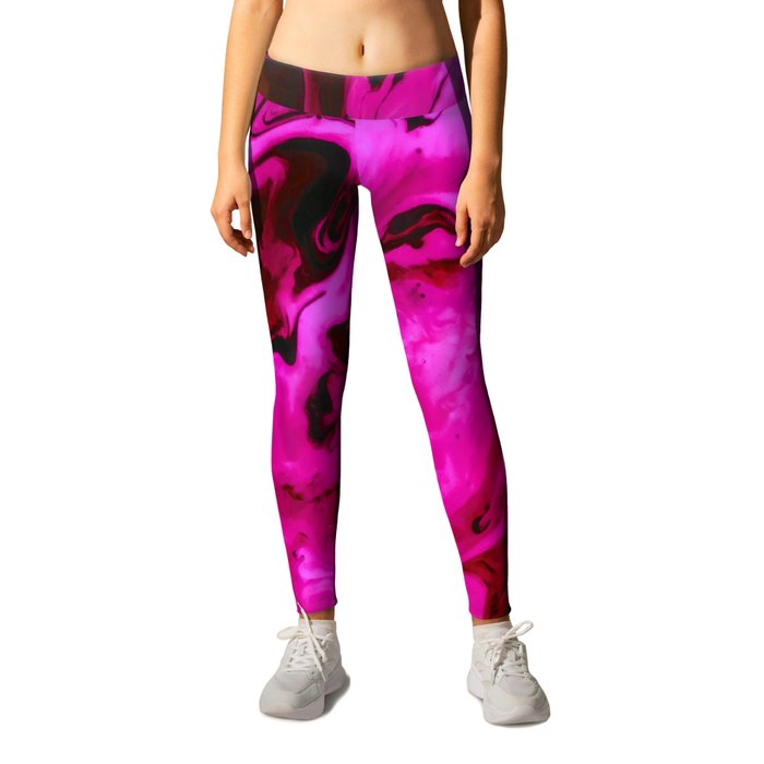 Pink Swirls Abstract Painting Leggings