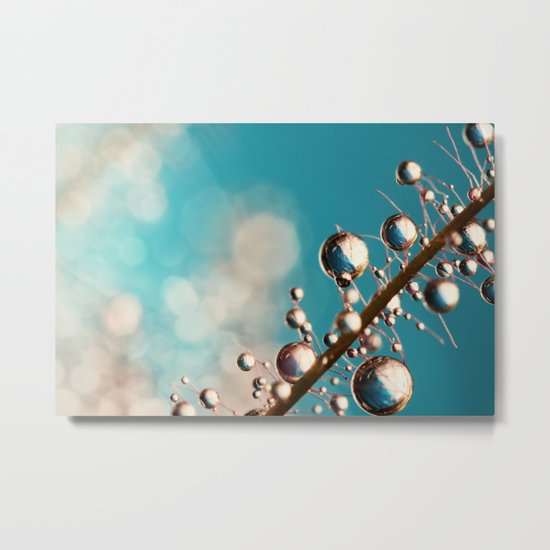 Heavenly Blue Smoke Drops Metal Print