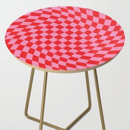 Pink & Red Checker Side Table
