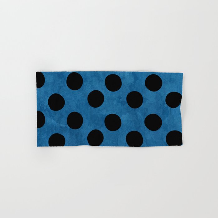 Watercolor Navy Blue And Black Polka Dot Retro Pattern Navy Blue And Black Polka Dot Background Hand & Bath Towel