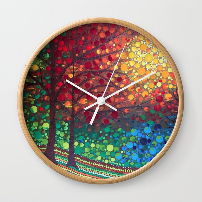 Winter sunset dot art by Mandalaole Wall Clock