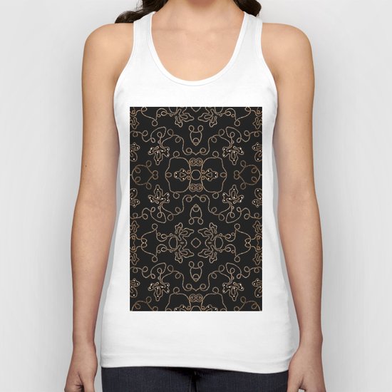 Elegant gold embellishments on black Unisex Tank Top