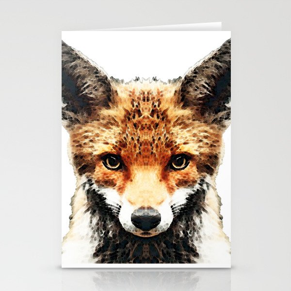 Sly Red Fox Full Face Wild Animal By Sharon Cummings Stationery Cards
