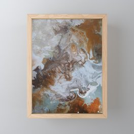Sage and Umber Paint Pour Print Framed Mini Art Print