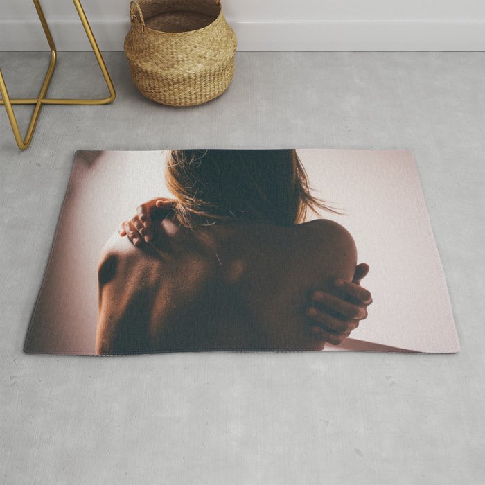 The greatest love of all; love of self female figurative self portrait color photograph photography Rug
