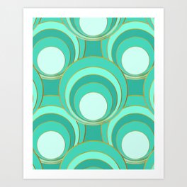 Turquoise groovy mod circles Art Print