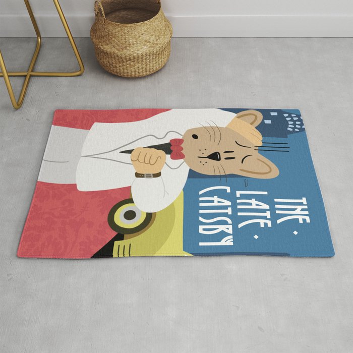 The Late Catsby - Funny Art Nouveau Design - Book Cover Rug