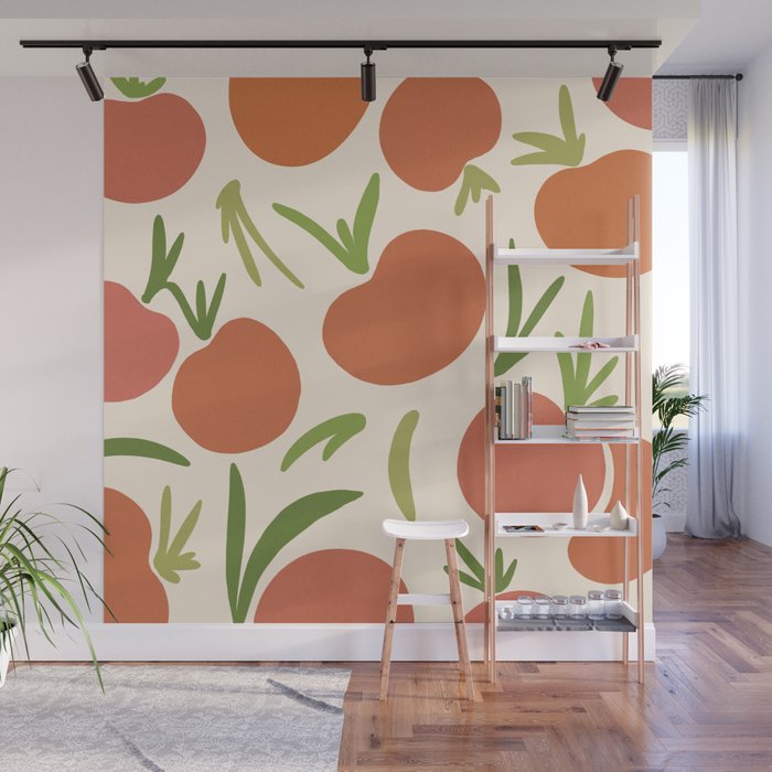 Fresh Fruits Earthy Boho Pattern Wall Mural