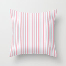 [ Thumbnail: Light Cyan and Light Pink Colored Striped Pattern Throw Pillow ]