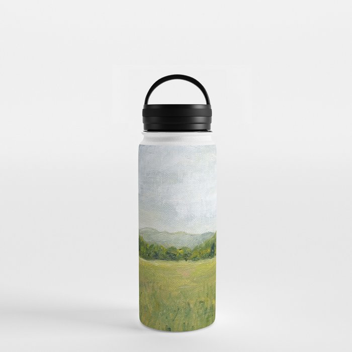 Vermont Landscape Mountain Fields Trees Pastures Oil Painting Water Bottle