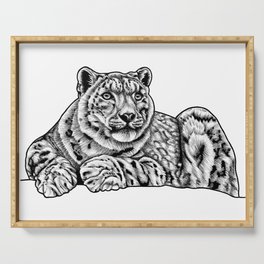 Snow leopard - ink illustration Serving Tray