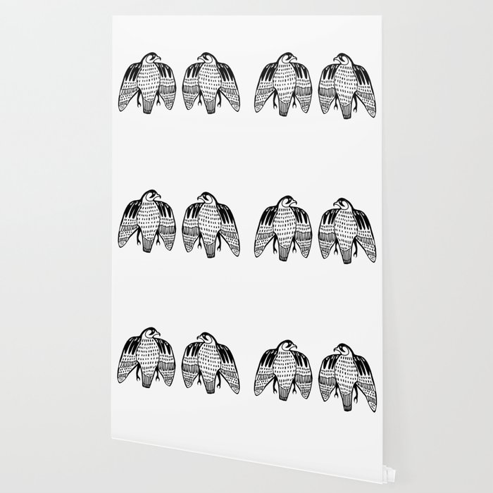 Twin Falcons Black Line Drawing Wallpaper By Shoshannah Society6