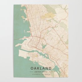 Oakland, United States - Vintage Map Poster