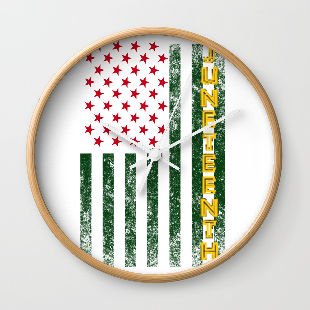Juneteenth Freedom Day American Flag With African Colors Wall Clock By Highparkoutlet Society6