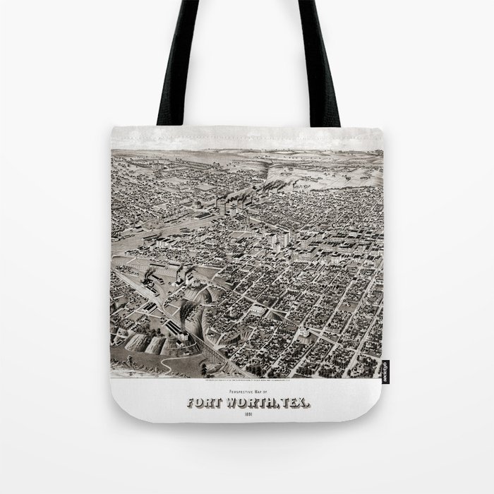 Perspective map of Fort Worth-1891 vintage pictorial map Tote Bag
