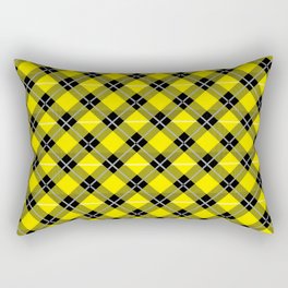 Diagonal Yellow and Black Flannel-Plaid Pattern Rectangular Pillow