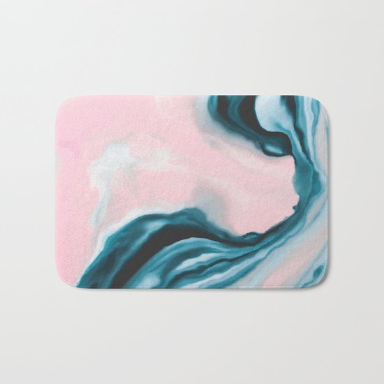 Pink and blue tide Bath Mat