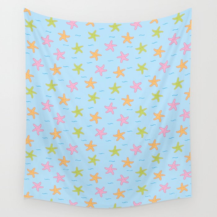 Dancing Starfish // Light Blue Wall Tapestry