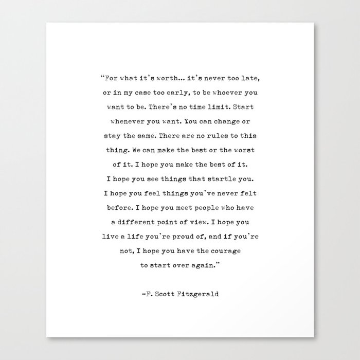 F. Scott Fitzgerald | Typewriter Style Quote Canvas Print